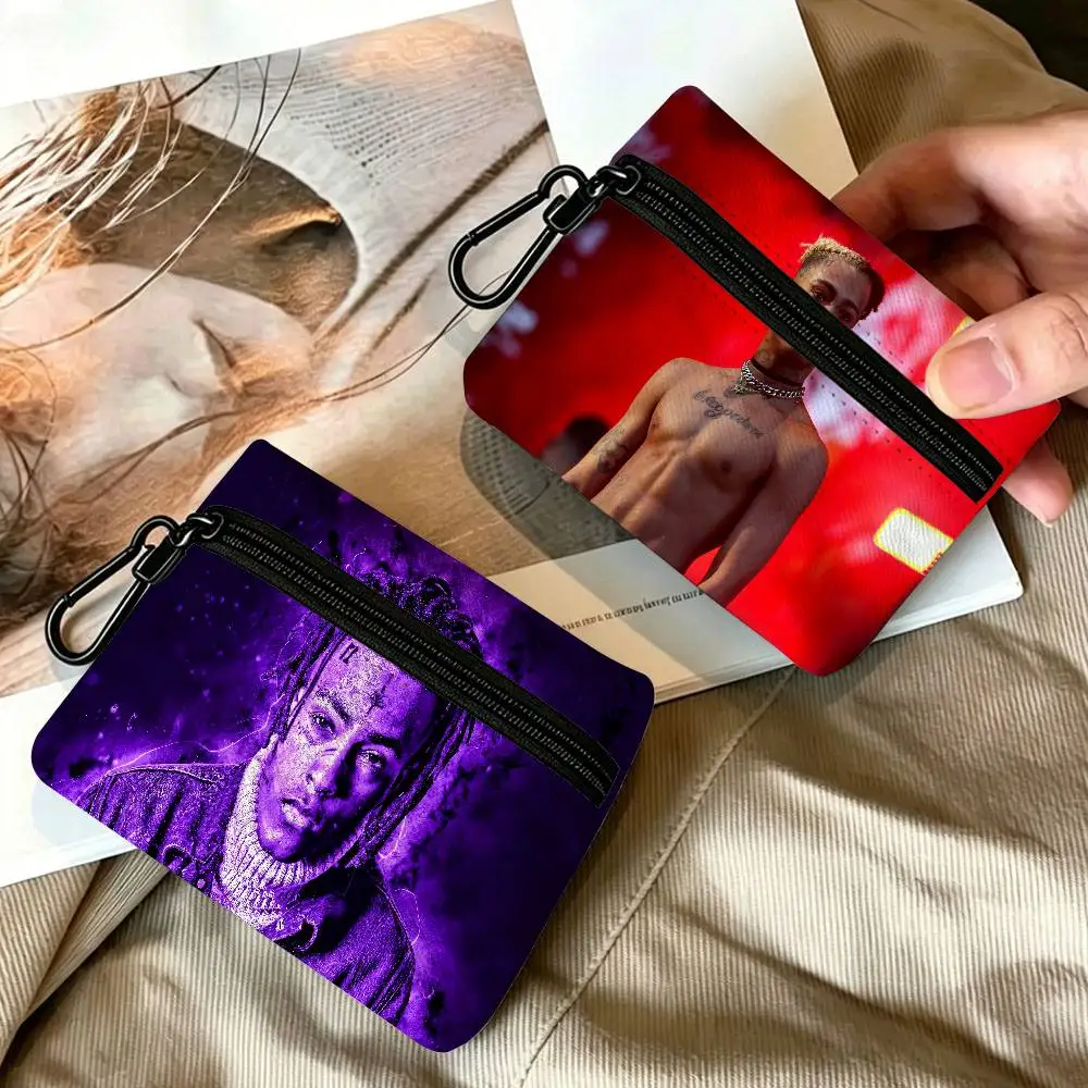 X-XXXTentacions 17 Rapper Oxford Fabric Mini Coin Wallet Smooth Zipper Hanging Design Multi-use Small Storage Bag For Travel