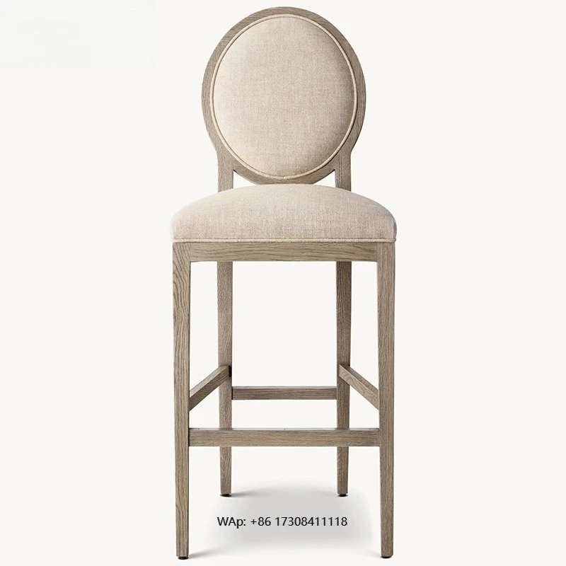 

Американский барный стул из массива дерева, современный, в средневековом стиле, с высокой спинкой, для кухни, антикварный, домашний, плетеный из ротанга, высокий стул