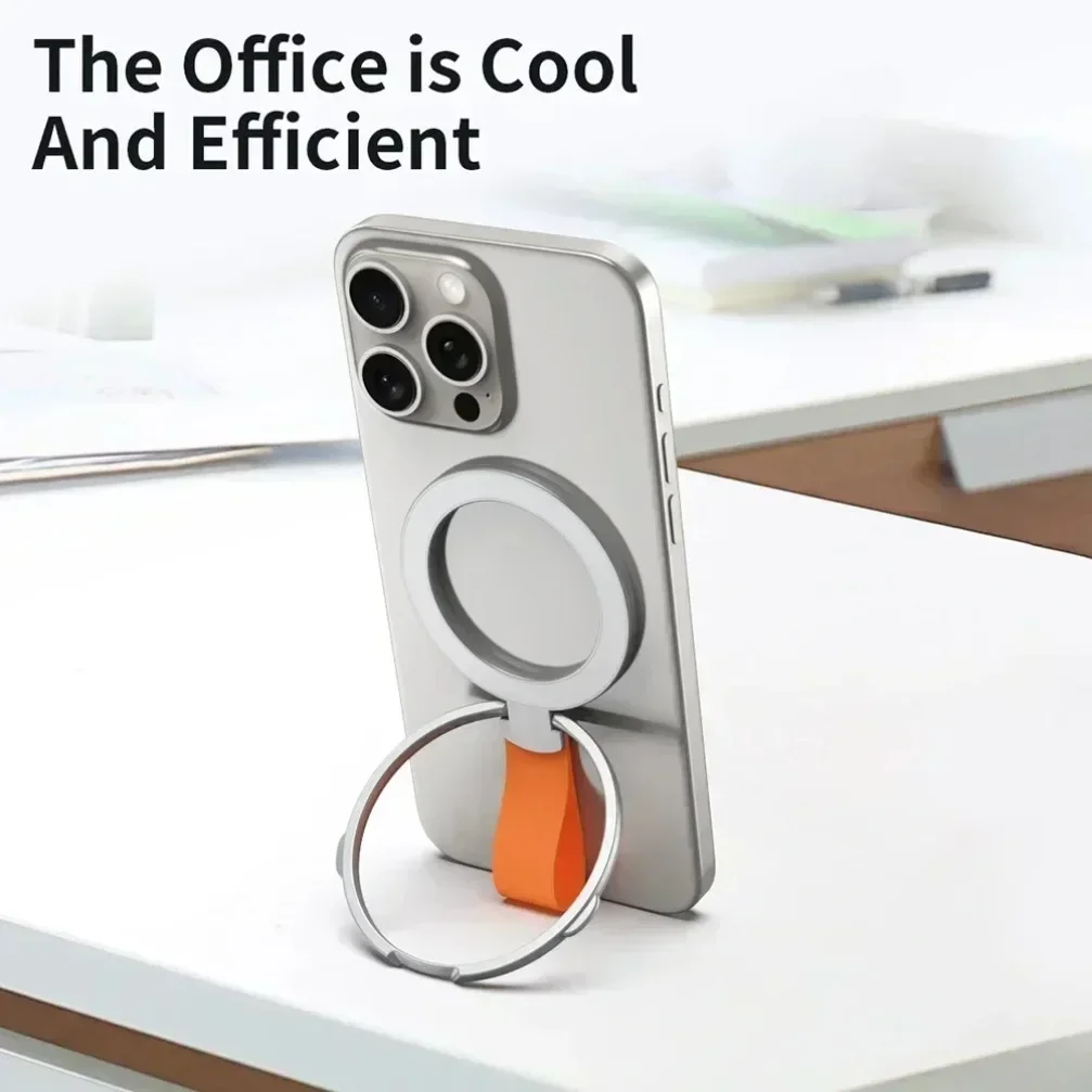 

Foldable Silicone Pull Ring Desktop Two Ring Phone Magnetic Finger Ring Holder For Mag-safe iPhone 16 15 14 13 12 Pro Max Stand