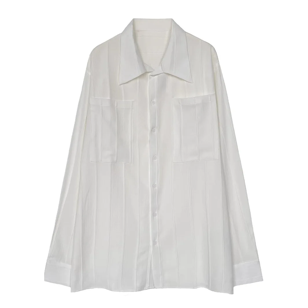 Men's White Black Shirts 2025 Spring Autumn New Long Sleeve Shirt Solid Color Casual office suit shirts Top