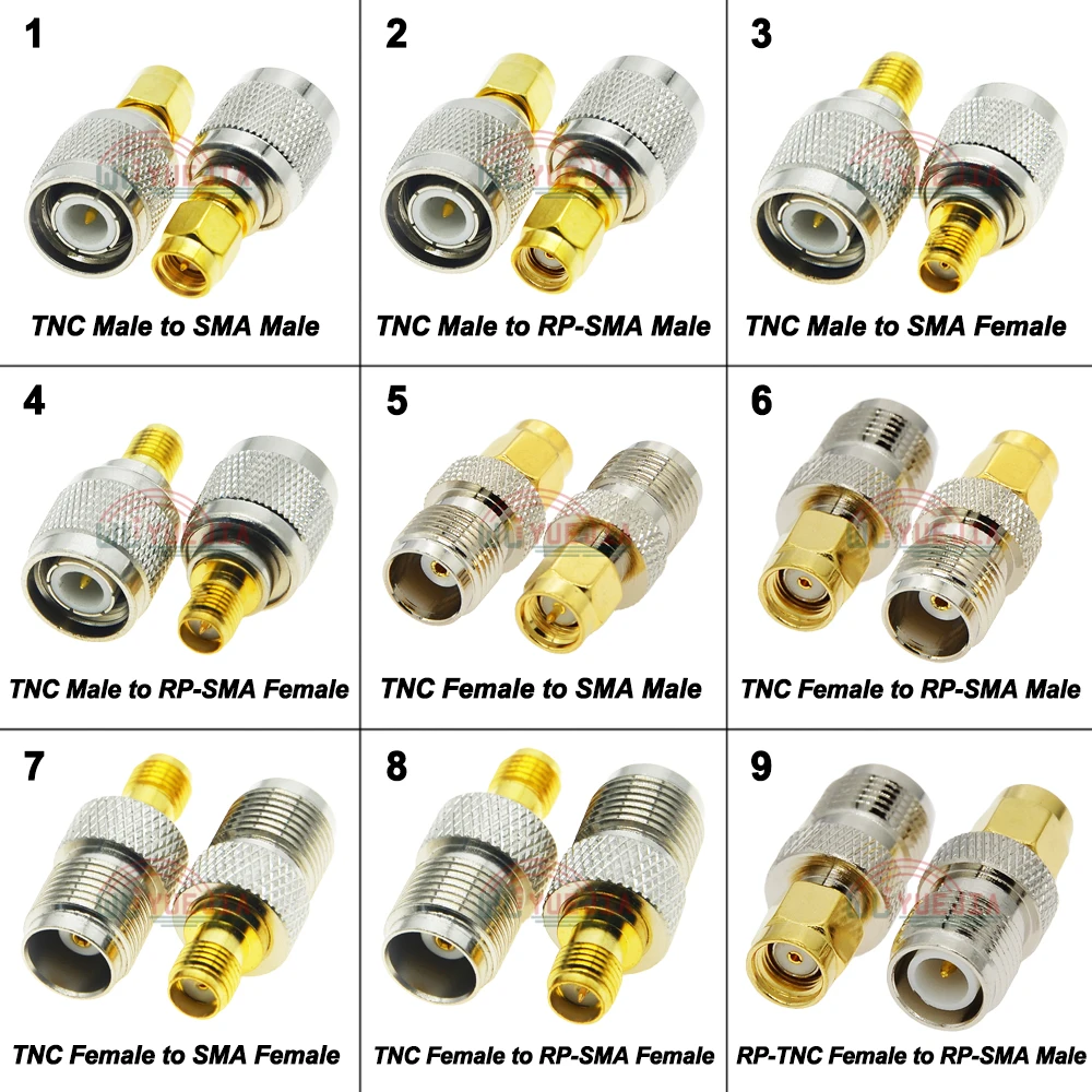 

1Pcs L12 TNC to SMA RF Adapter TNC Male Plug to SMA Female Jack 50 ohm RF Coaxial Connector RP-SMA RP-TNC Type RF Adapter Brass