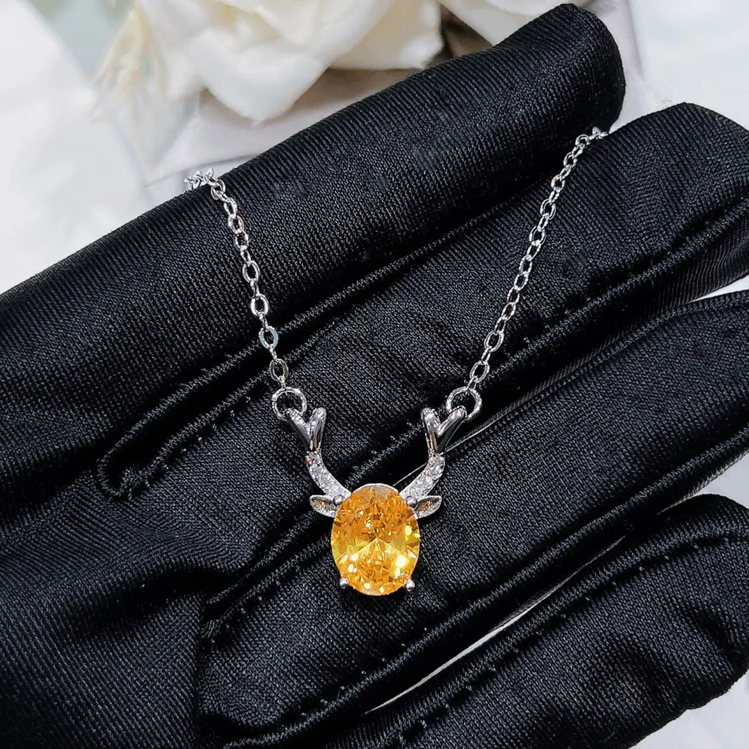 Collares con colgante de topacio de Plata de Ley 925 auténtica, Collares de moda para Mujer, colgante de collar Naszyjnik de topacio amarillo de 45 Cm