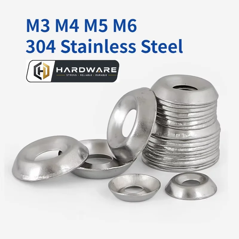 M3 M4 M5 M6 304 Stainless Steel Fisheye Gasket Metal Countersunk Screw Concave-convex Washer Hollow Cone Decorative Washer