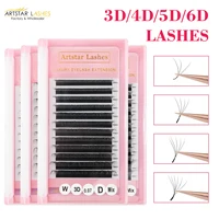 ARTSTAR pestañas en forma de W 3D 4D 5D 6D ventiladores prefabricados extensiones de pestañas C D CC Curl W estilo pestañas de volumen de floración automática