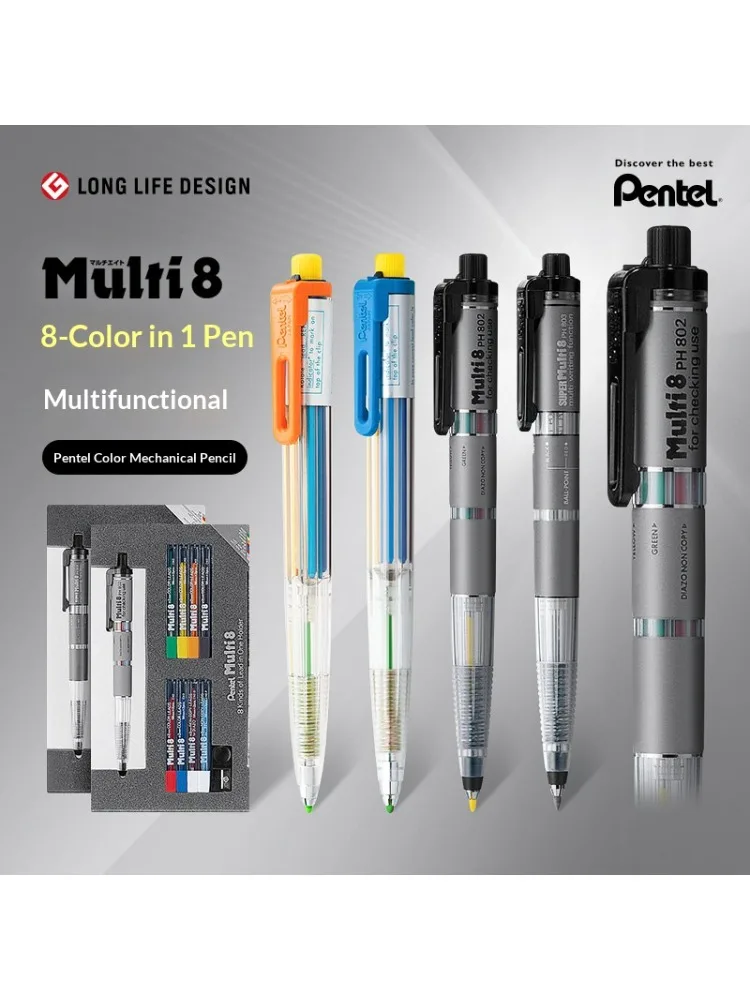 Pentel Multi 8 w 1 Kolorowy Ołówek Mechaniczny 2.0mm Wymienny Automatyczny Zestaw Ołówków do Szkicowania, Pisania i Rysowania — zdjęcie produktu 7