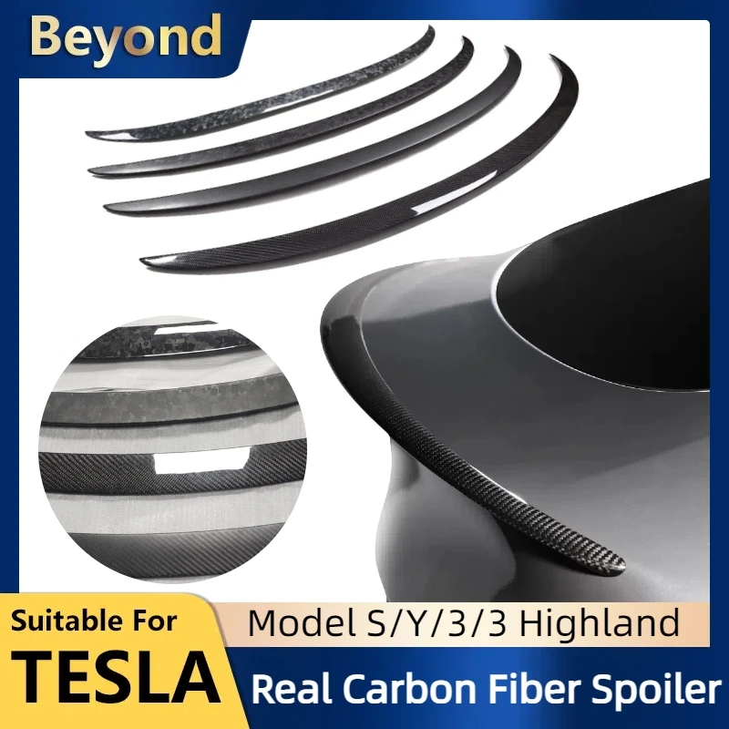 

Real Carbon Fiber Spoiler For Tesla Model S/Y/3 Model 3 Highland Trunk Wing 2017-2022 2023 Original Car Spoiler Accessories