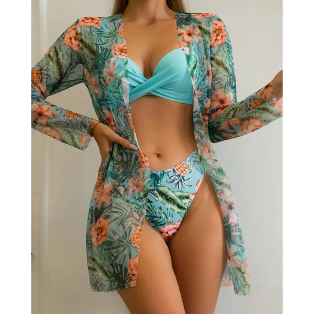 2024 Summer New Bikini Beach Skirt Beach Cover Up Swimsuit Women Ruffle Biquini Bathing Suit Beach Wear Swim Suit