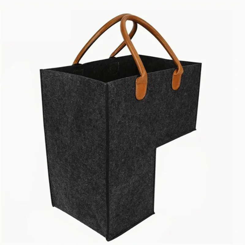 

Portable Felt Stairs Storage Bag for Clothes Toys with Leather Handle Stairwell Sundries Organizers Home Storage Decor Organizer