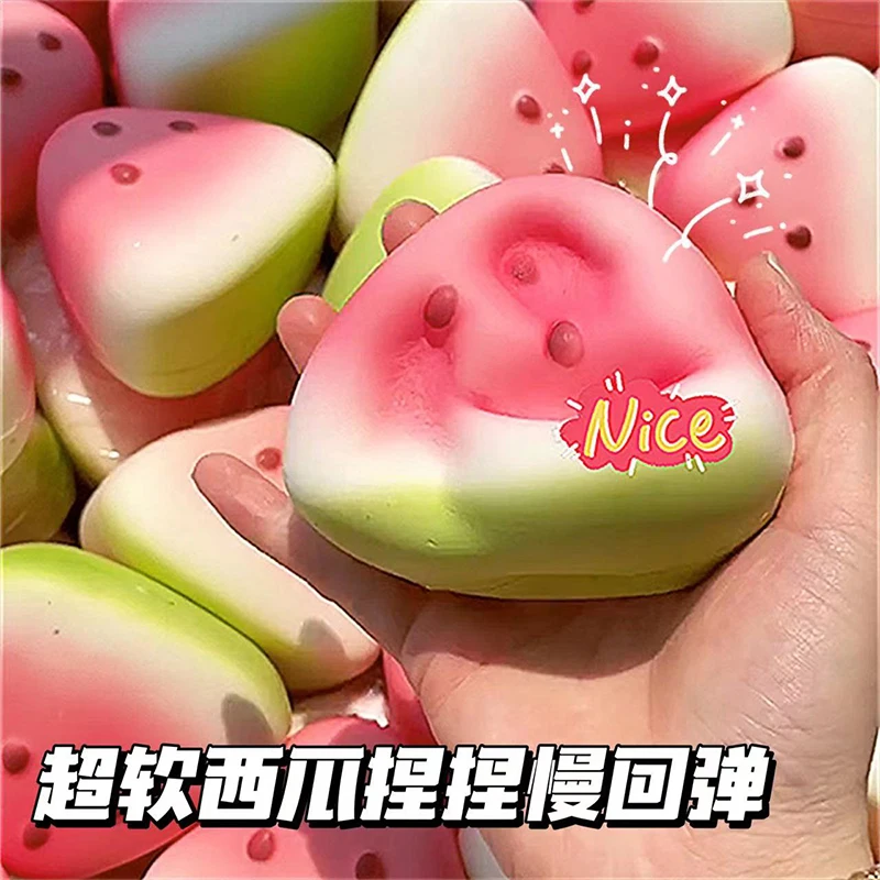 

Watermelon pinch music wet soft ice skin slow rebound fruit vent ball food play pinch music decompression toy decompression artifact