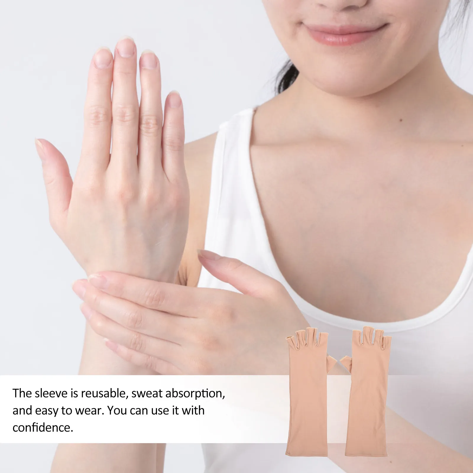 

1 пара солнцезащитных рукавов для женщин, защита от ультрафиолета, охлаждающие, дышащие, с открытыми пальцами, для занятий спортом на открытом воздухе, летние