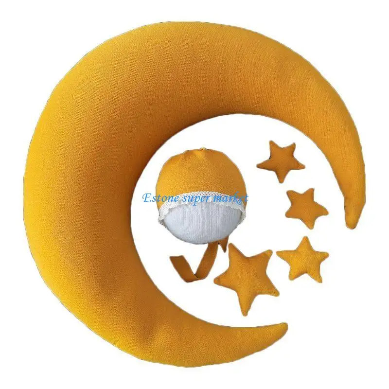 090B 6 Pcs Baby Photography Props Newborn Posing Aids Beans Moon Pillow Stars Hat Set
