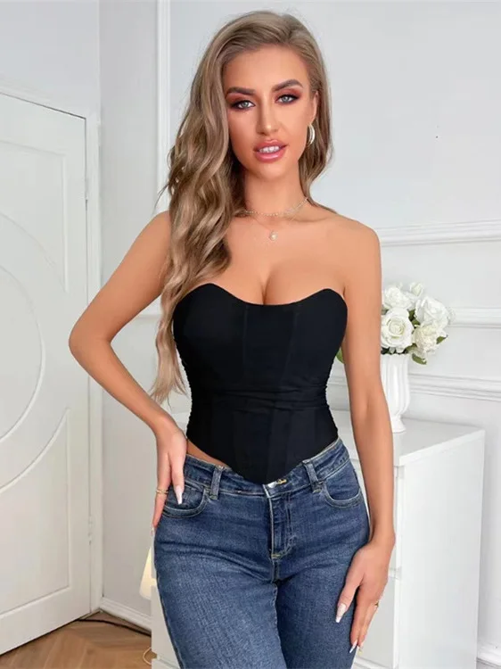 مطاطا تول حمالة التخسيس مثير أعلى الشارع Sle ort طول البوليستر مزيج النسيج لون نقي الصيف Faion الاتجاه #5