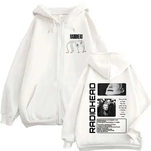 Imagen 2 del producto Rock Band Radiohead The Bends-sudaderas con cremallera para hombre, moda Hip Hop, sudaderas Vintage con cremallera, chaquetas, abrigo, ropa de calle de gran tamaño