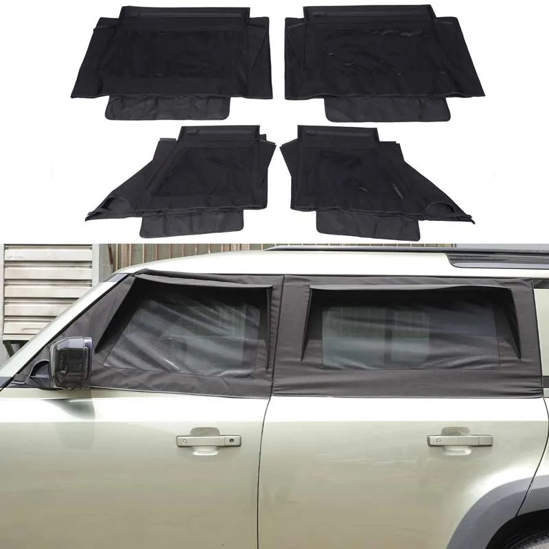 

For Land Rover Defender 110 2020-2025 Car Front And Rear Doors Windows Mesh Covers Camping Insect Proof And Sunshade Mesh Covers