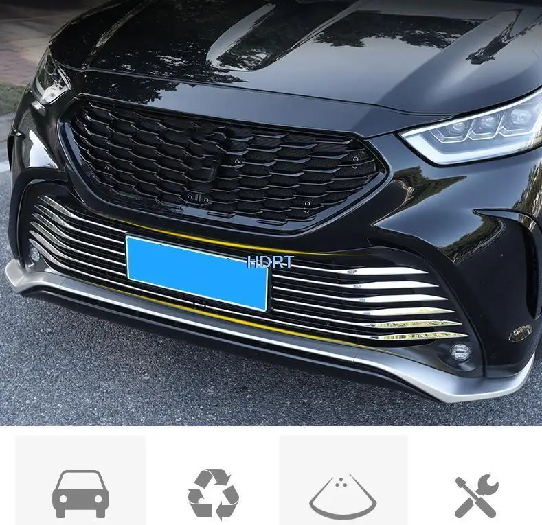 

Fit For Toyota CROWN KLUGER 2021 Car Stainless steel Front Grille Bumper Grill Stripes Cover Trim Exterior Middle Net Molding