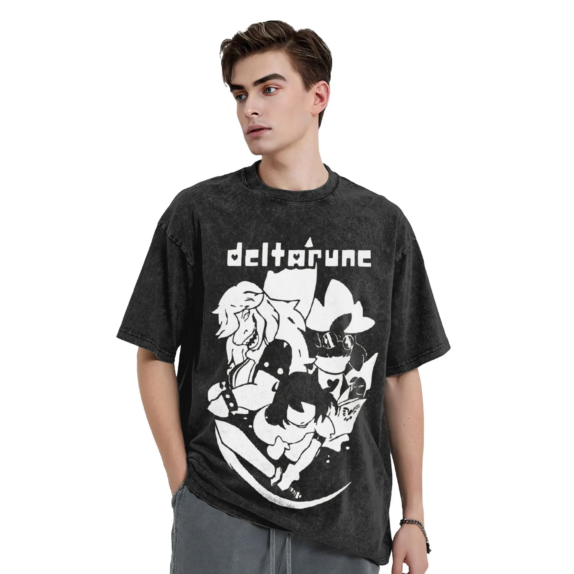 Deltarune Undertale  Vintage Washed Tshirt Men Cotton Tops Novelty  O-neck Short Sleeve