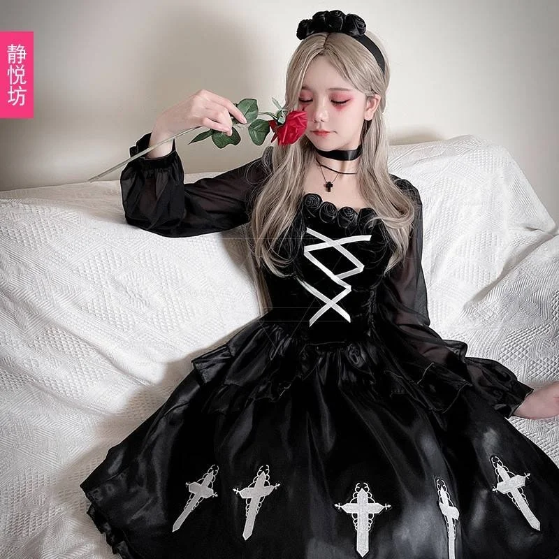 

Готический Sle Хэллоуин костюм для взрослых невесты k костюм ведьмы маленького дьявола женская модная одежда для выступлений на сцене