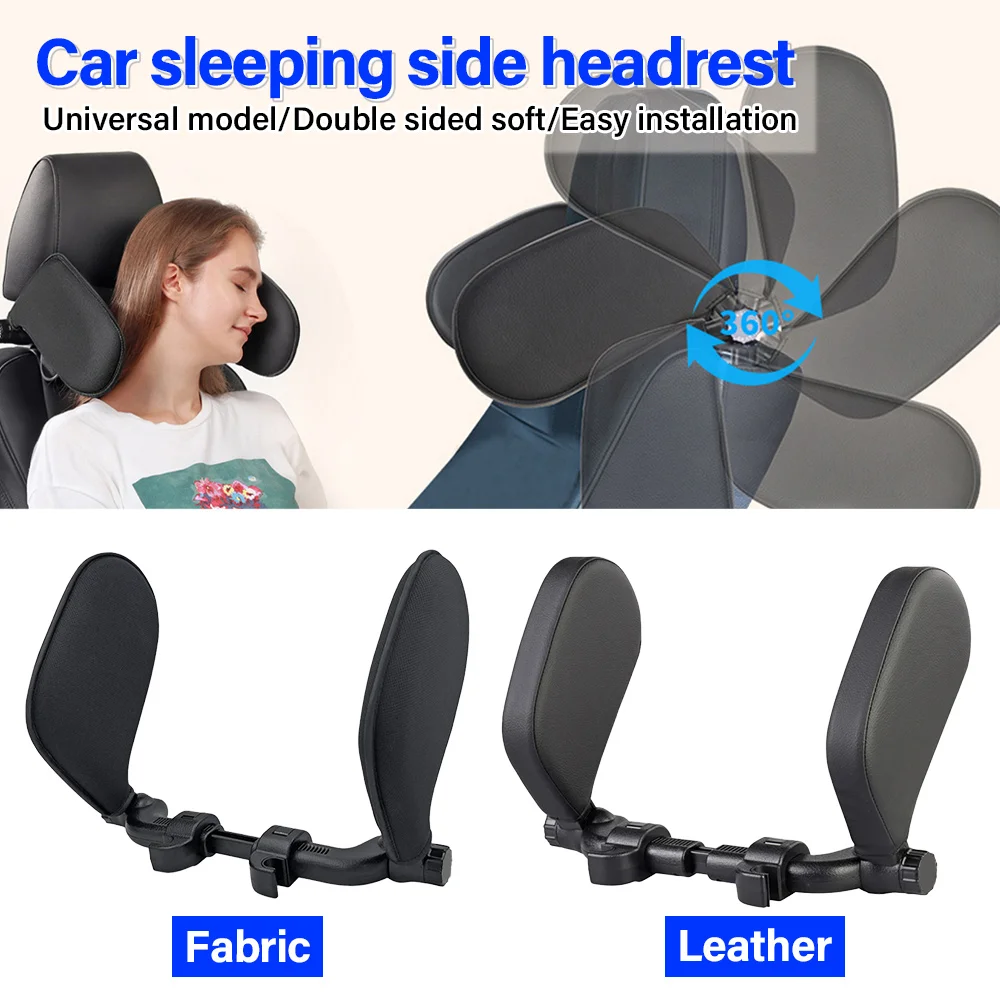 Fabric/Leather Car Neck Headrest U-shaped Pillow Cushion Seat Memory Foam Pad Sleep Side Head Telescopic Support Cervical Spine