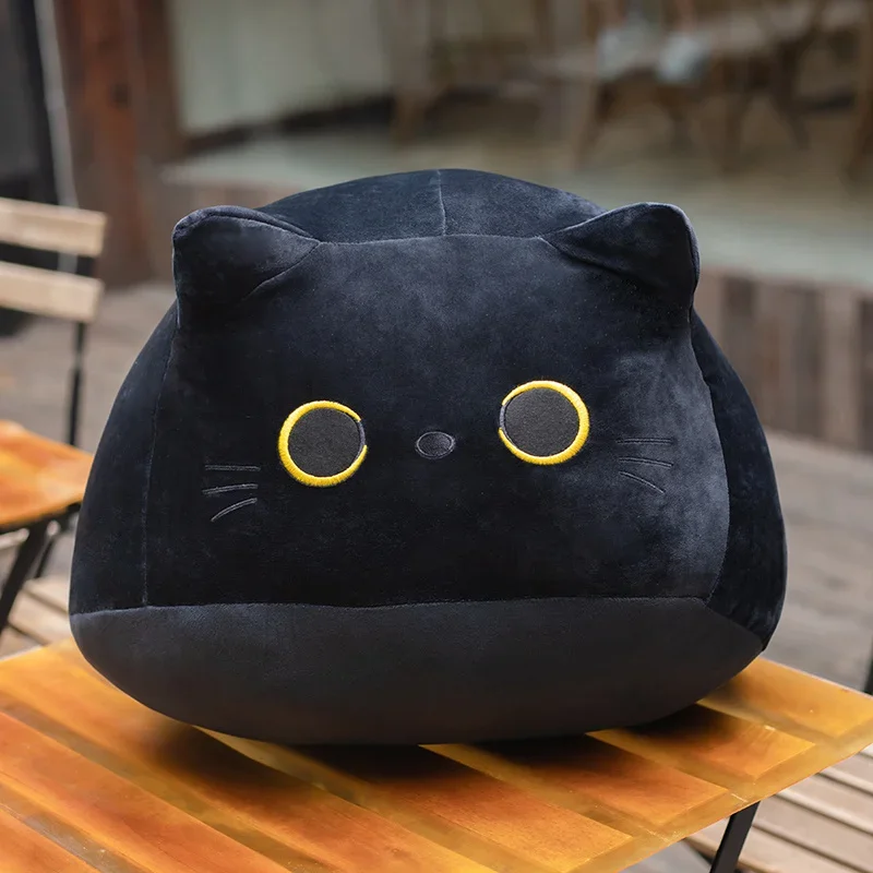 30/10cm Czarny Kot Pluszowa Zabawka Gruby Kot Poduszka Miękka Pluszowa Lalka Anime Plushie Wypchane Zabawka Dla Dzieci Prezent Urodzinowy Walentynkowy Wystrój