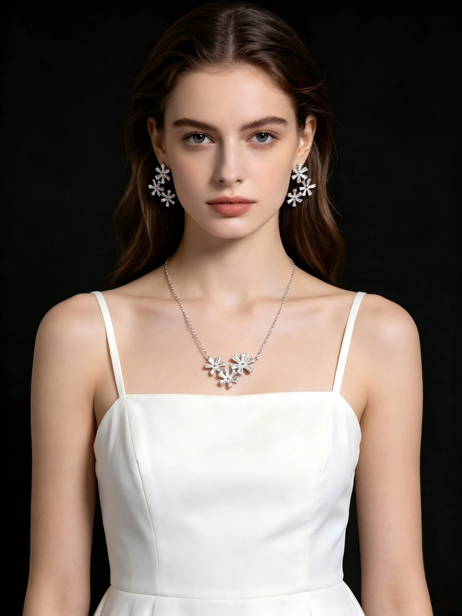 

Trendy Snowflake Necklace Earrings Combo, Simple High-grade Design, All-match Ornaments, Fashion Jewelry for Wholesale