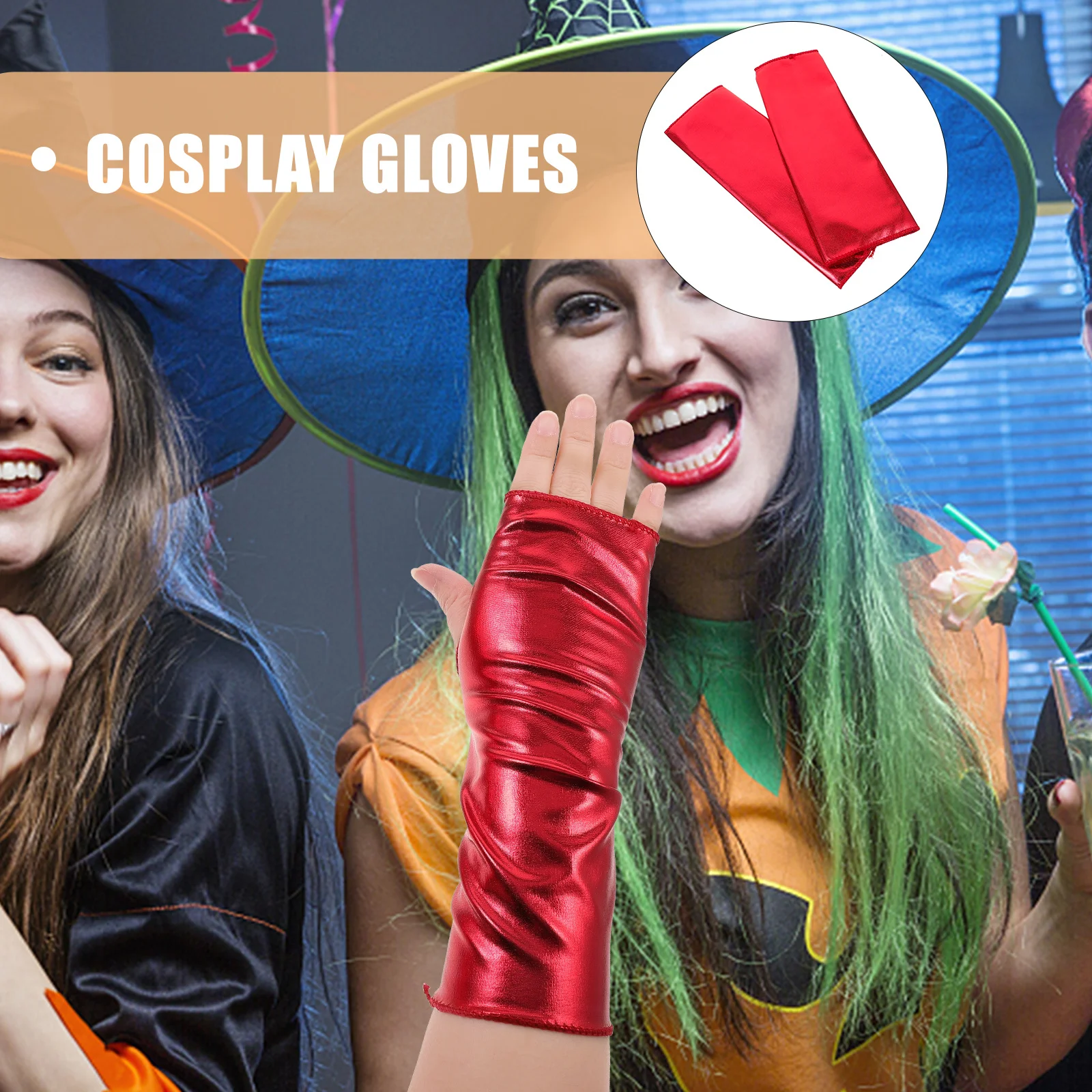 

1Pair Punk Fingerless Long Halloween Gloves Cosplay Party Accessories Gothic Decorative Arm Warmers for Women Men