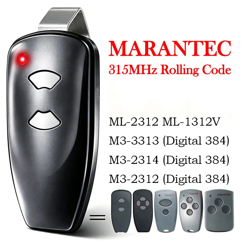 2PCS MARANTEC M3-2312 Remote Control Garage Door Opener M3-2314 M3-3313 ML-2312 ML-1312V Gate Remote Control Transmitter 315MHz