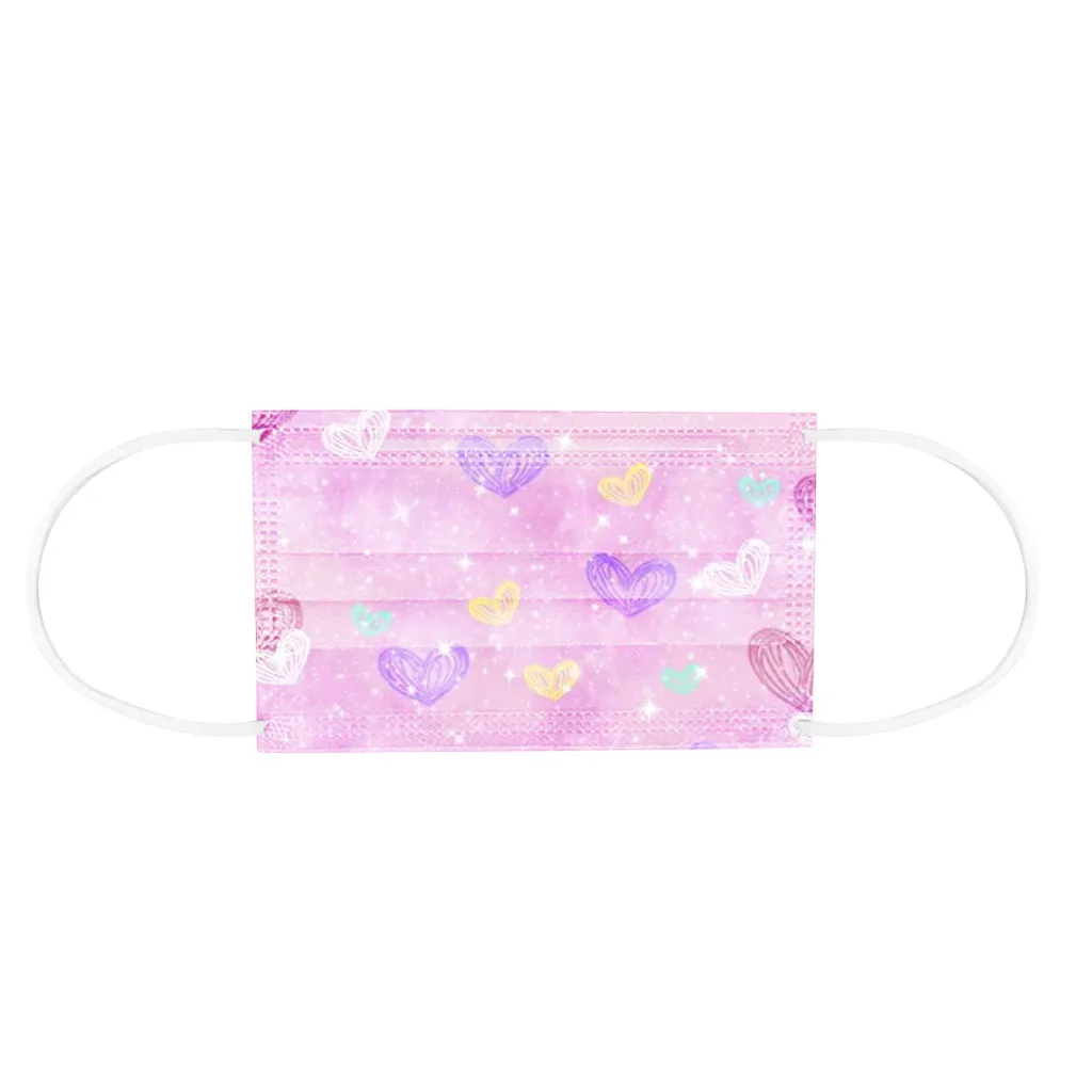 50 قطعة الأطفال التعادل صبغ مطبوعة قناع غير قابل لإعادة الاستخدام قناع الأطفال الوردي الكرتون اليومية في الهواء الطلق التنقل قناع الموضة الشعبية #5