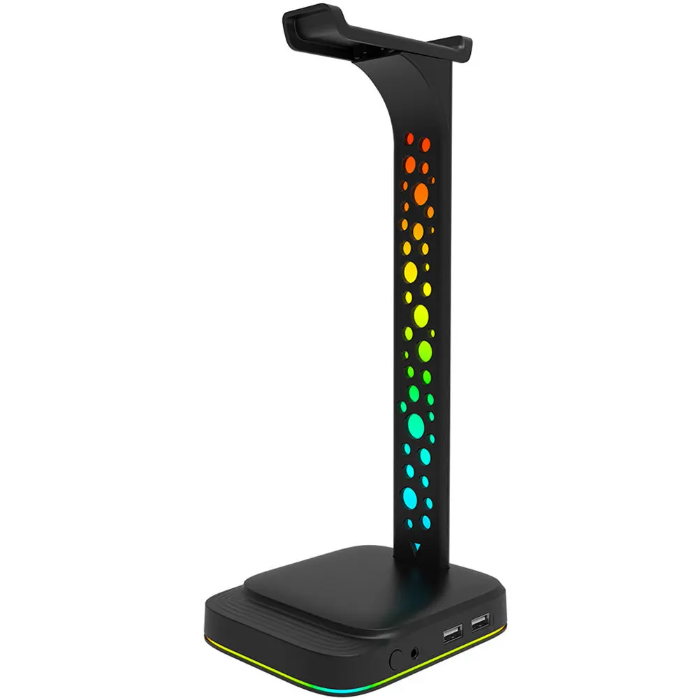 

Подставка для игровой гарнитуры с RGB-подсветкой и USB-портом, универсальный настольный держатель для полноразмерных наушников, органайзер для стола, подарок для геймеров