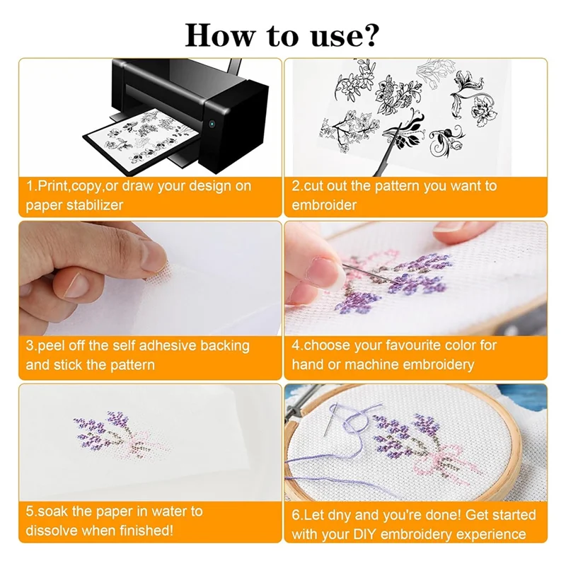 A003 Stick & Stitch Embroidery Paper For Embroidery Dissolvable Embroidery Transfer For Transferring Embroidery Patterns