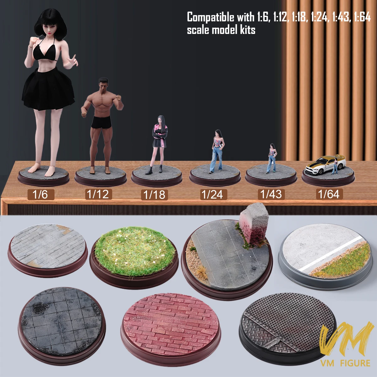 8.5/6.5CM Miniature Scene Display Base Platform Road Ground Grass Snow Scene Prop Fit1/6 1/18 1/64Figure Doll View Vehicle Decor