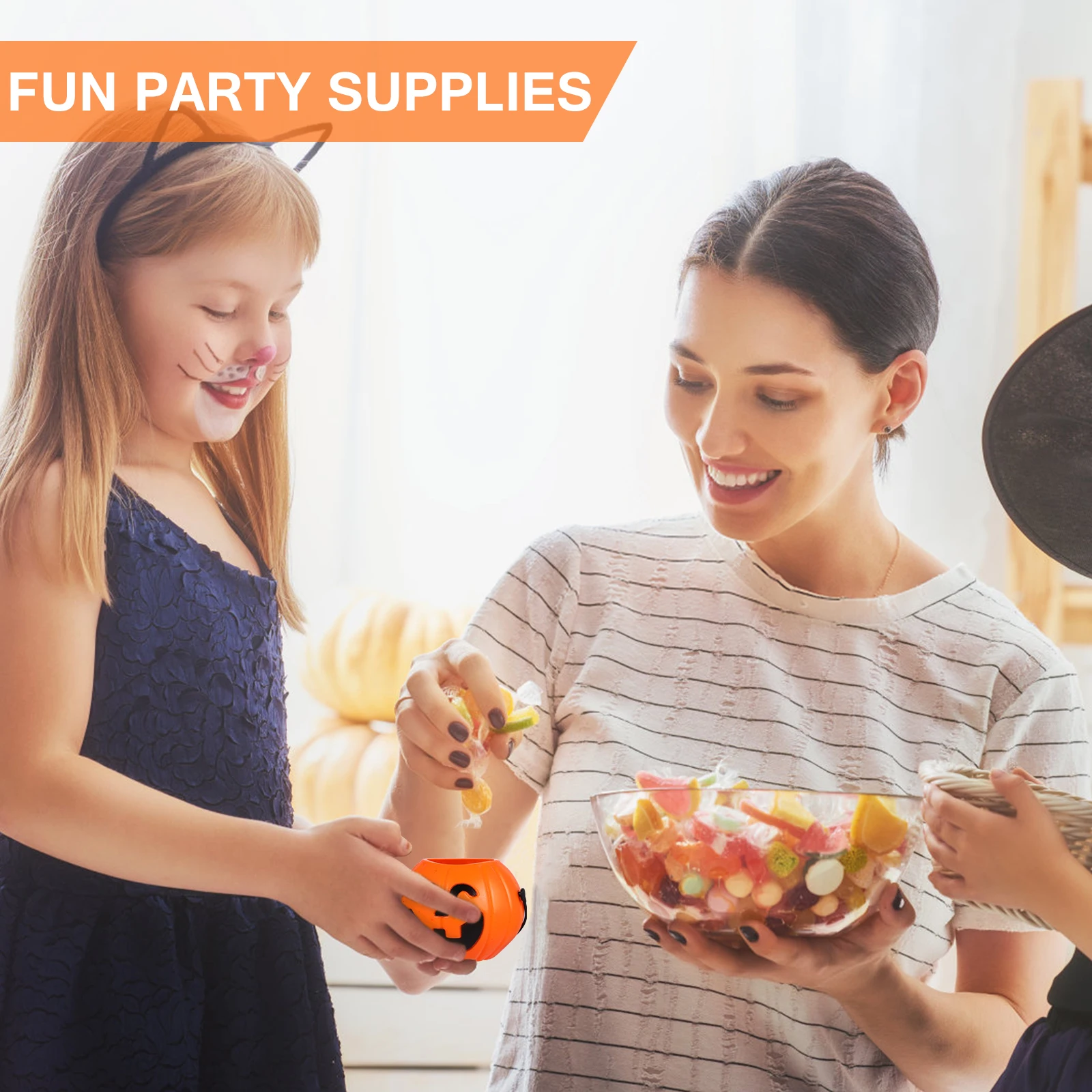 

Pumpkin Bucket Toys Mini Pumpkins Fall Decor Halloween Candy Holder Lightweight Kids Party Favor Safe Material Orange Shape