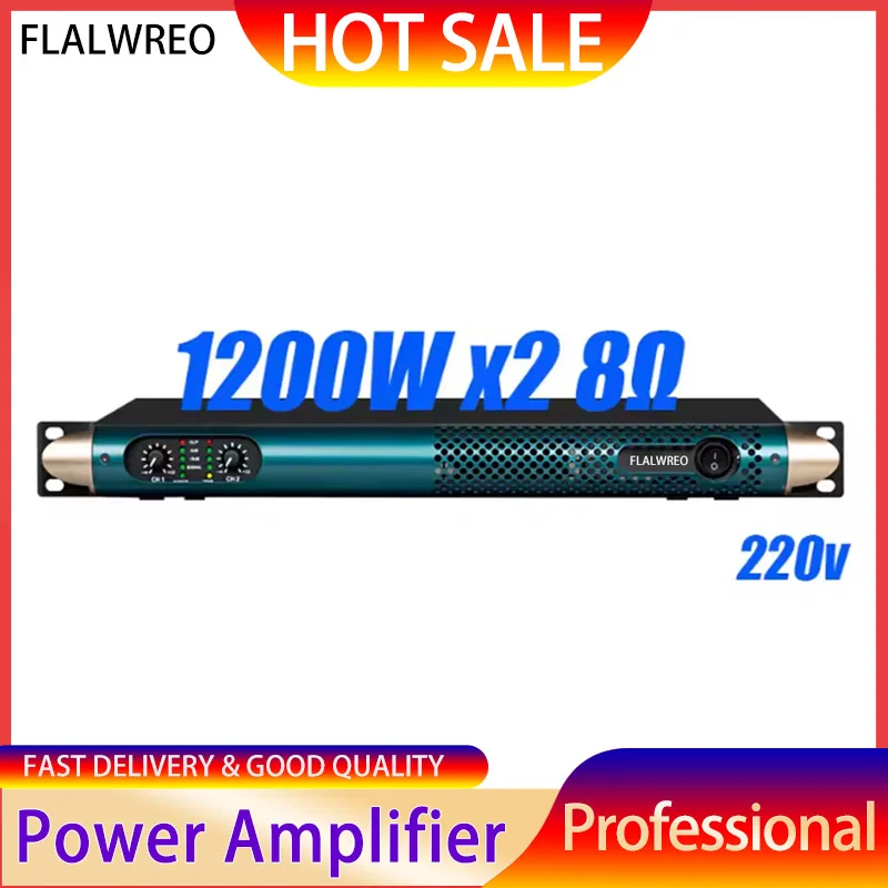 

FLALWREO KS2500 Power Amplifier 2Channel 8 Ohm 1200W Audio Amplifier Digital Amplifier Audio DJ Stage Performance
