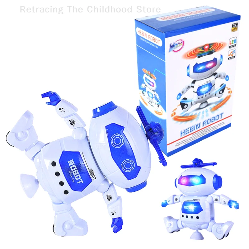 1 stks Kids Robot Roterend Dansspeelgoed Met Muziek LED Licht Elektronisch Wandelspeelgoed Leuk Speelgoed Voor Jongens Meisjes Verjaardag Kerstcadeau