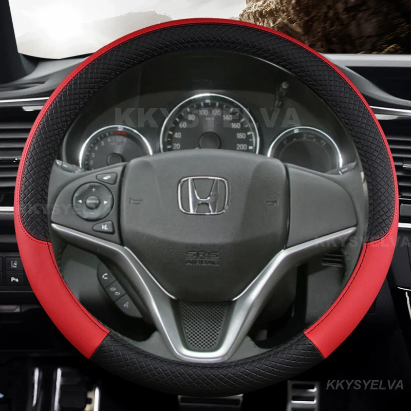 Microfiber Leather Car Steering Wheel Cover For Honda City 2014-2019 Fit 2014-2019 Jazz 2014-2019 HR-V 2016 Auto Accessories