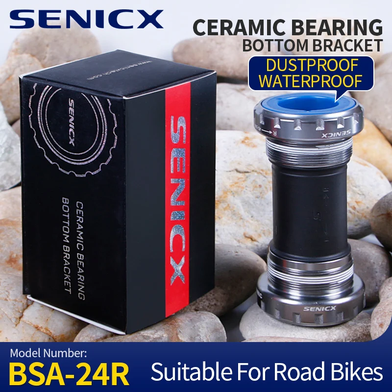 SENICX Bicycle Bottom Bracket Ceramic BSA 24mm Road Bike Shell Width 68mm Adapt to Shimano / SRAM GXP Crankset Central Movement