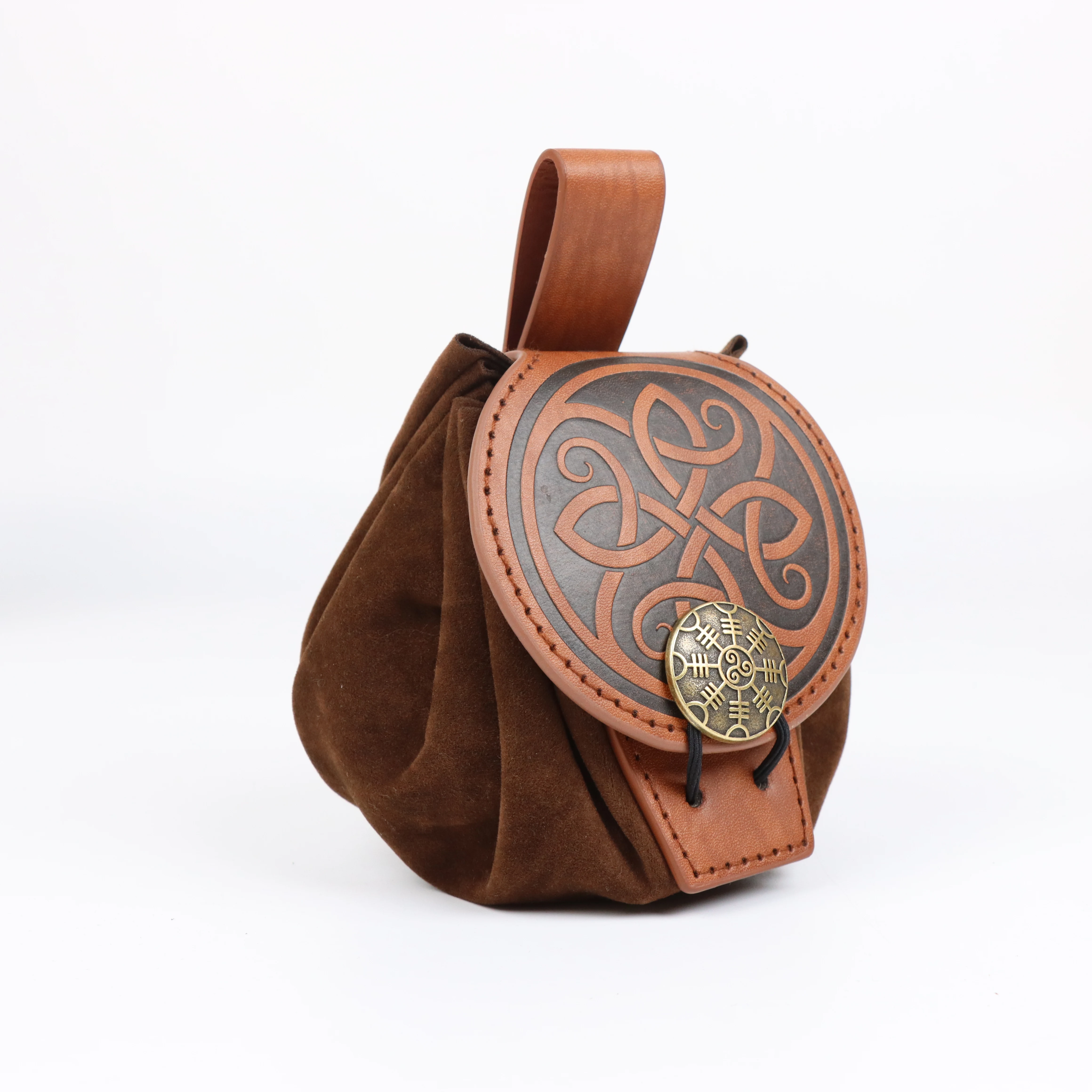 حقيبة برباط من الجلد الصناعي العتيق من العصور الوسطى، خفيفة الوزن محمولة لـ LARP، ملحقات مهرجان عصر النهضة القوطي القديم