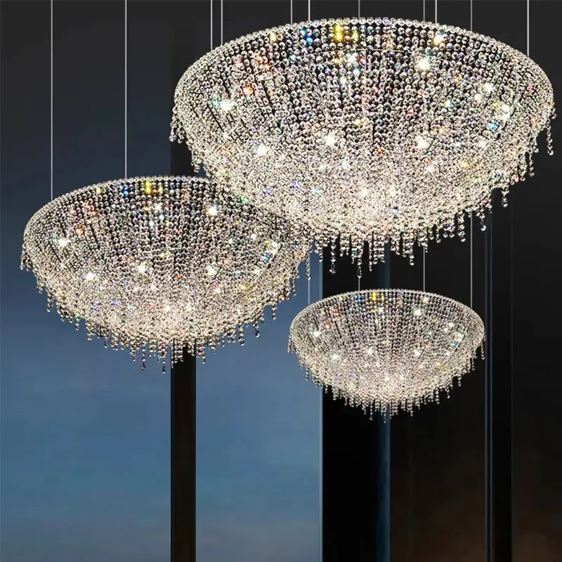 Villa living room crystal chandelier, light luxury high-end designer dining room bedroom art hotel lamps