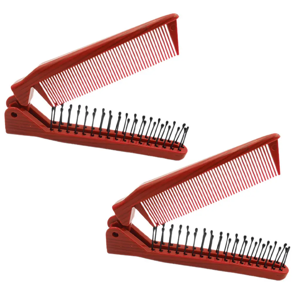 2Pcs Folding Comb Small Compact Travel Hair Brush Foldable Pocket Brush for Men Women Travel Size Hair Brush, Mini Hairbrush