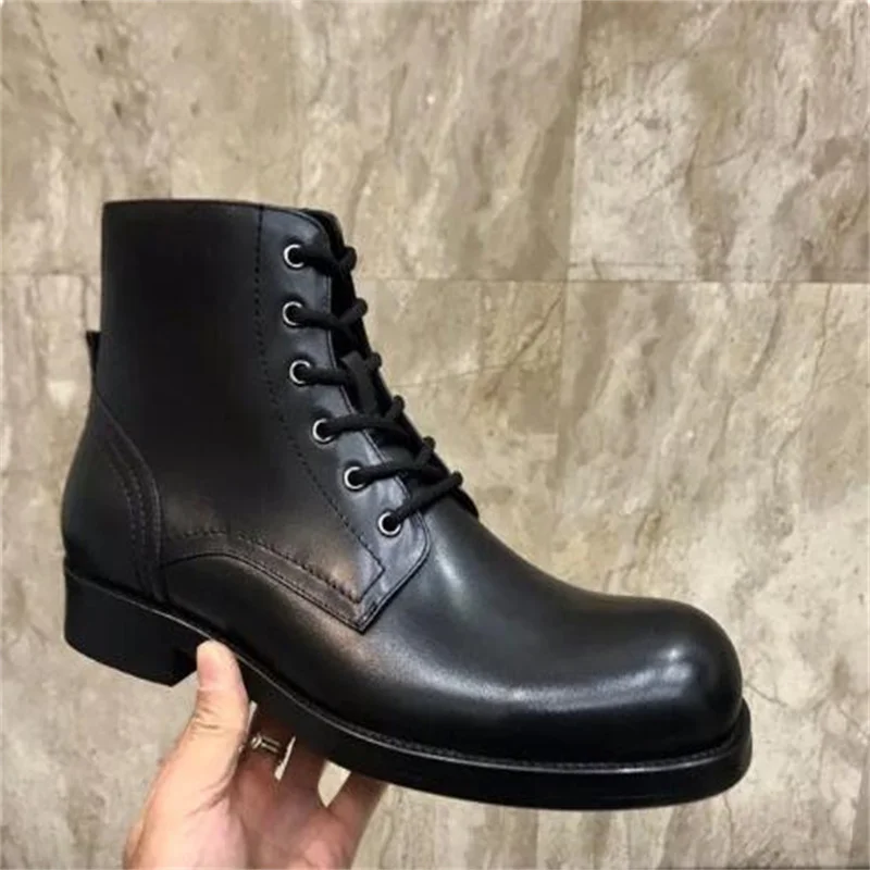 

Men's Shoes Men's Boots One Foot Black Cowhide Breathable Leather Outsole