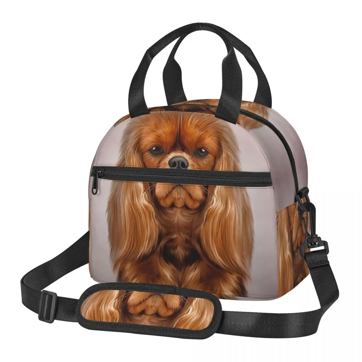 Drawing Dog Cavalier King Charles Spaniel Lunch Bags Insulated Bento Box Lunch Tote Picnic Bags Thermal Bag for Woman