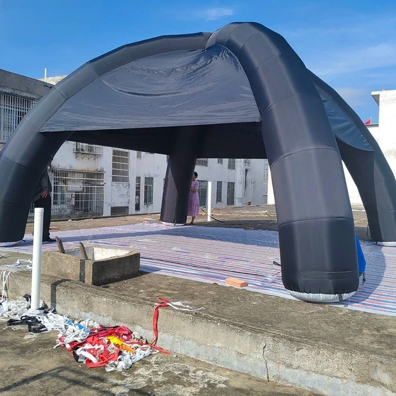 Inflatable Spider  Customizable Tent With 4 Legs Black 8m Diameter Half Cover Fabric Used For Advertising