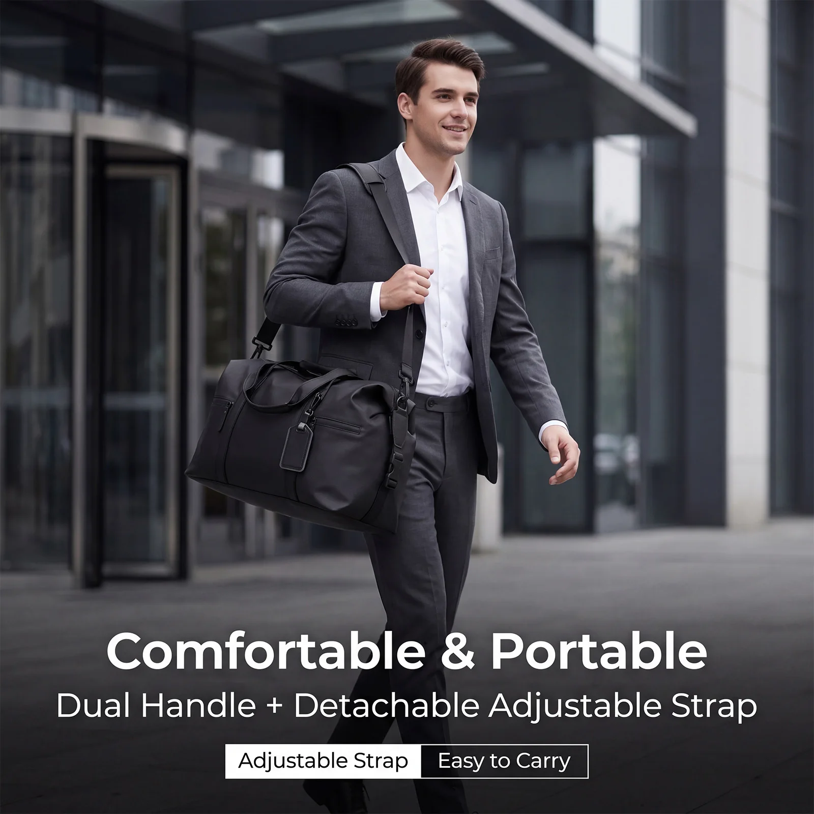 Business Travel Crossbody Bag for Men,Waterproof Handbag with Dry Wet Separation,Gym Commuter Shoulder Bag for Laptop