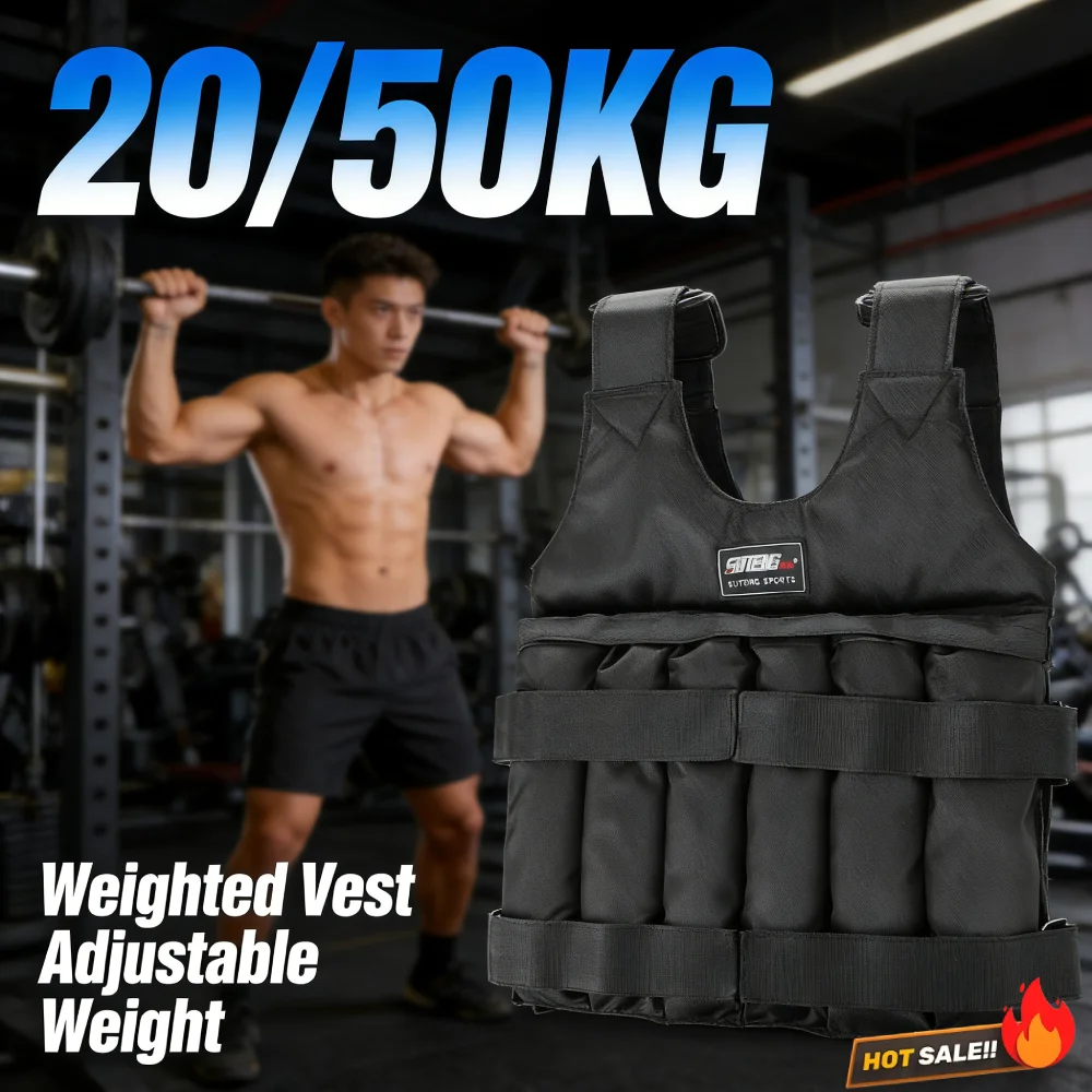 Adjustable Loading Weighted Vest Invisible Sand Fitness Waistcoat for Running Boxing Training Exercise Workout 1-20KG/1-50KG