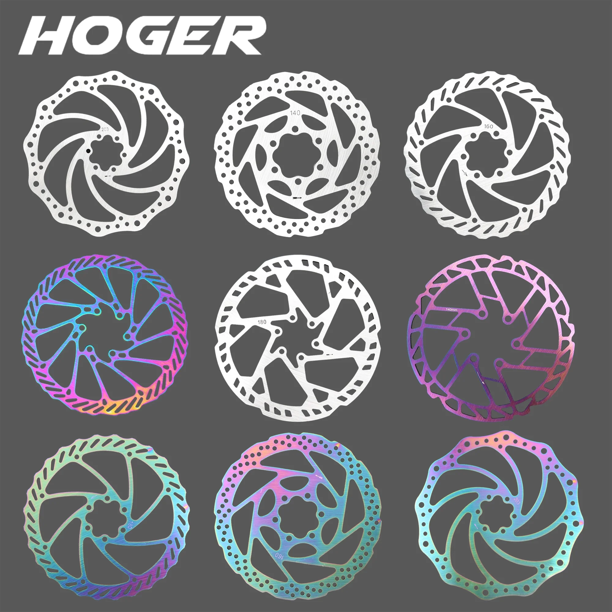 HOGER Bike Disc Brake 140 160 180 203 Rotors With Bolts Hydraulic Brake Road Mountain Bicycle MTB Oil Slick Rotor Bicycle Parts