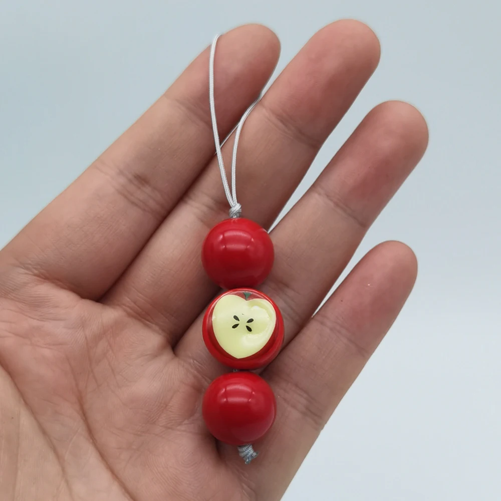 2024 New Bead Phone Charms Pendant Cute Fruit Big Red Ball Key Chain For iPhone 15 Camera Airpods Earphone Books Schoolbag Case