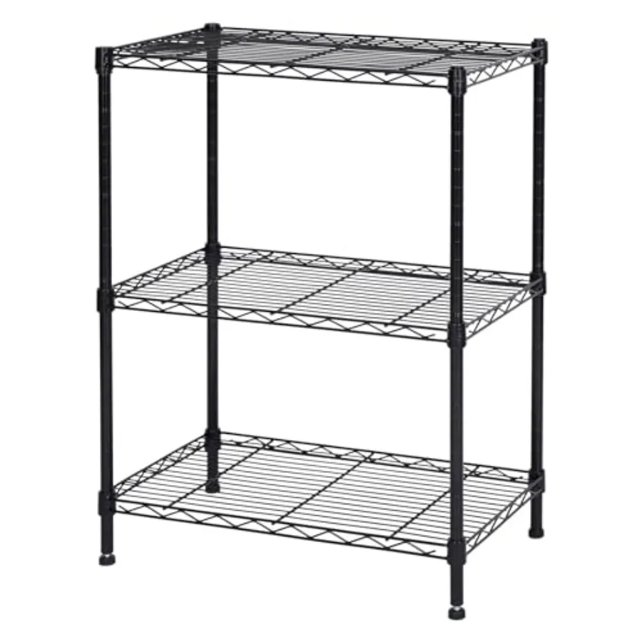 

3-Shelf Storage Rack, Adjustable Height Metal Shelving Unit, Heavy Duty Storage Shelving Unit, Wire Rack Shelving, Garage Organ