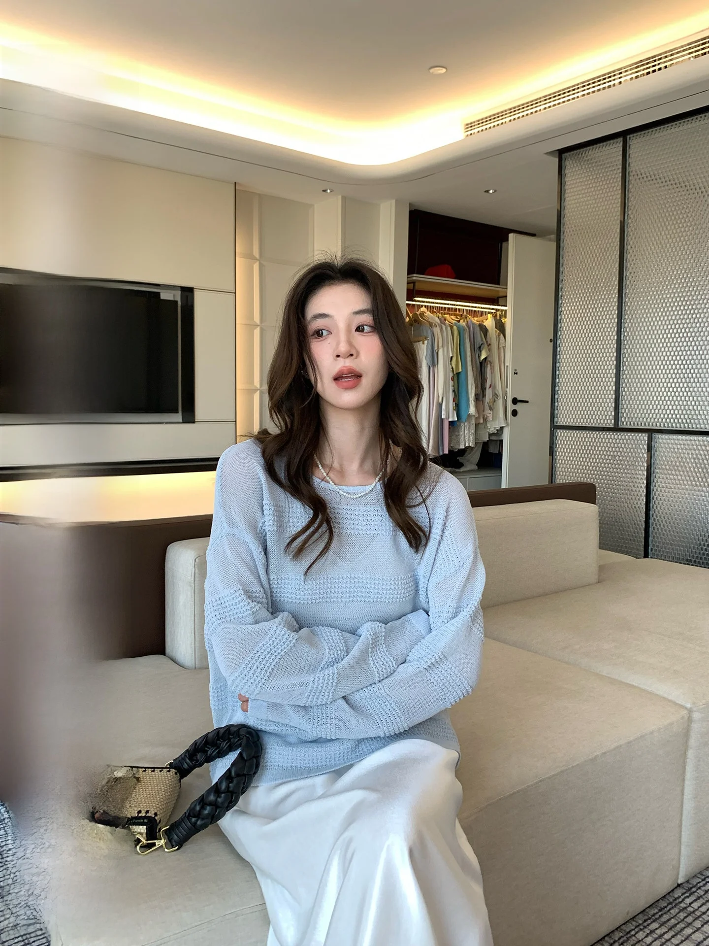 

INGCON Hollow out Knitted Sweater Women's New Spring Pretty Fashion Korean Lazy Style Paper Silk Weaving Women's Top