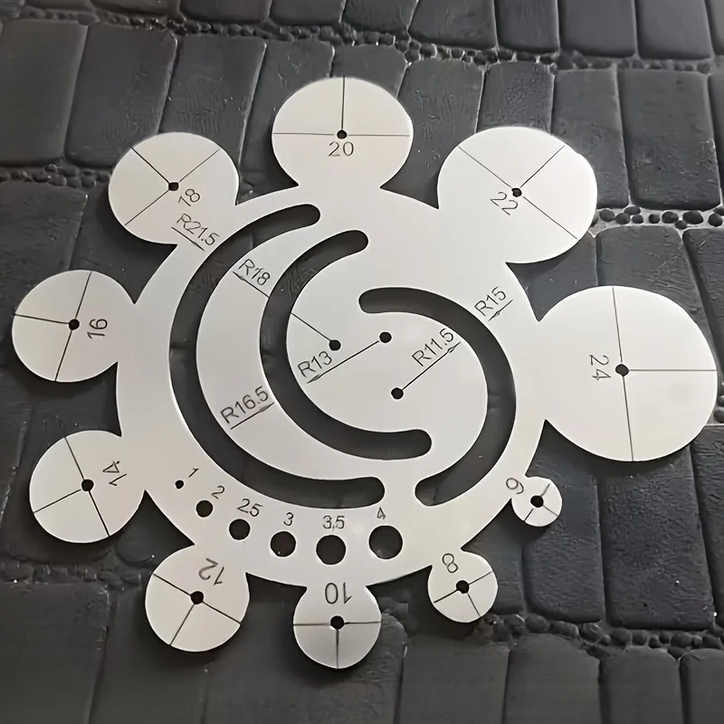 1 Stück 11-in-1 Acryl-Radiusschablone, Multifunktions-Bogenmesser für Holz, Leder, Schmuck, DIY-Handwerk – Detail 6