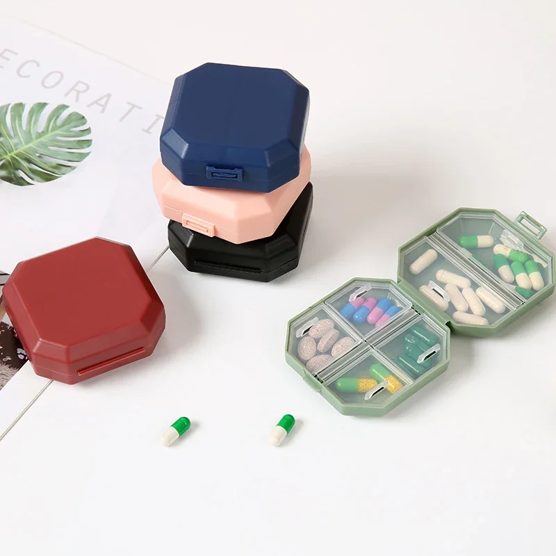 Mini Portable Pill Organizer 6 Grid Compartment Travel Pillbox Nordic Style Dispenser Medicine Boxes Dispensing Medical Kit