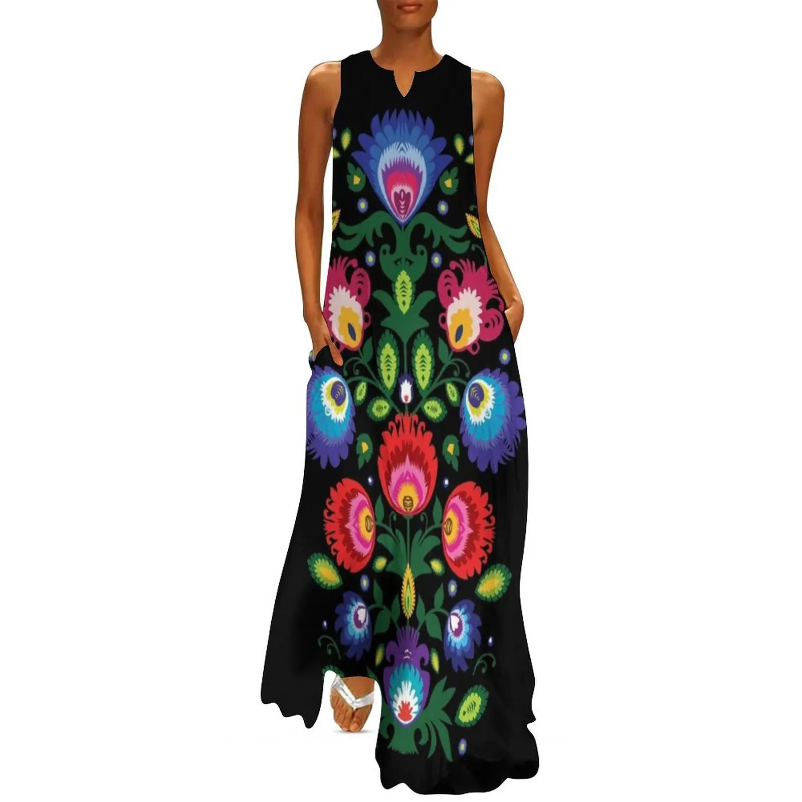 Can't Wait till Spring Folk composition with flowers Long Dress dress summer 2025 women Long dress woman long sleeve